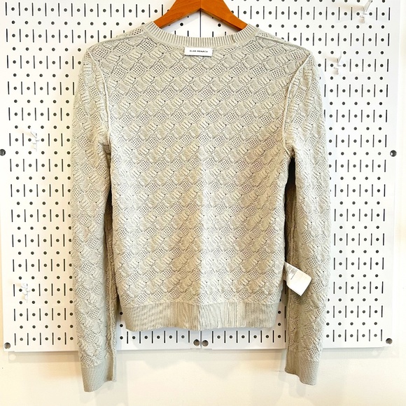 Club Monaco Pointelle Stitch Crew Sweater - Metal/Lt. Green - Large - Size Up! - Picture 7 of 12